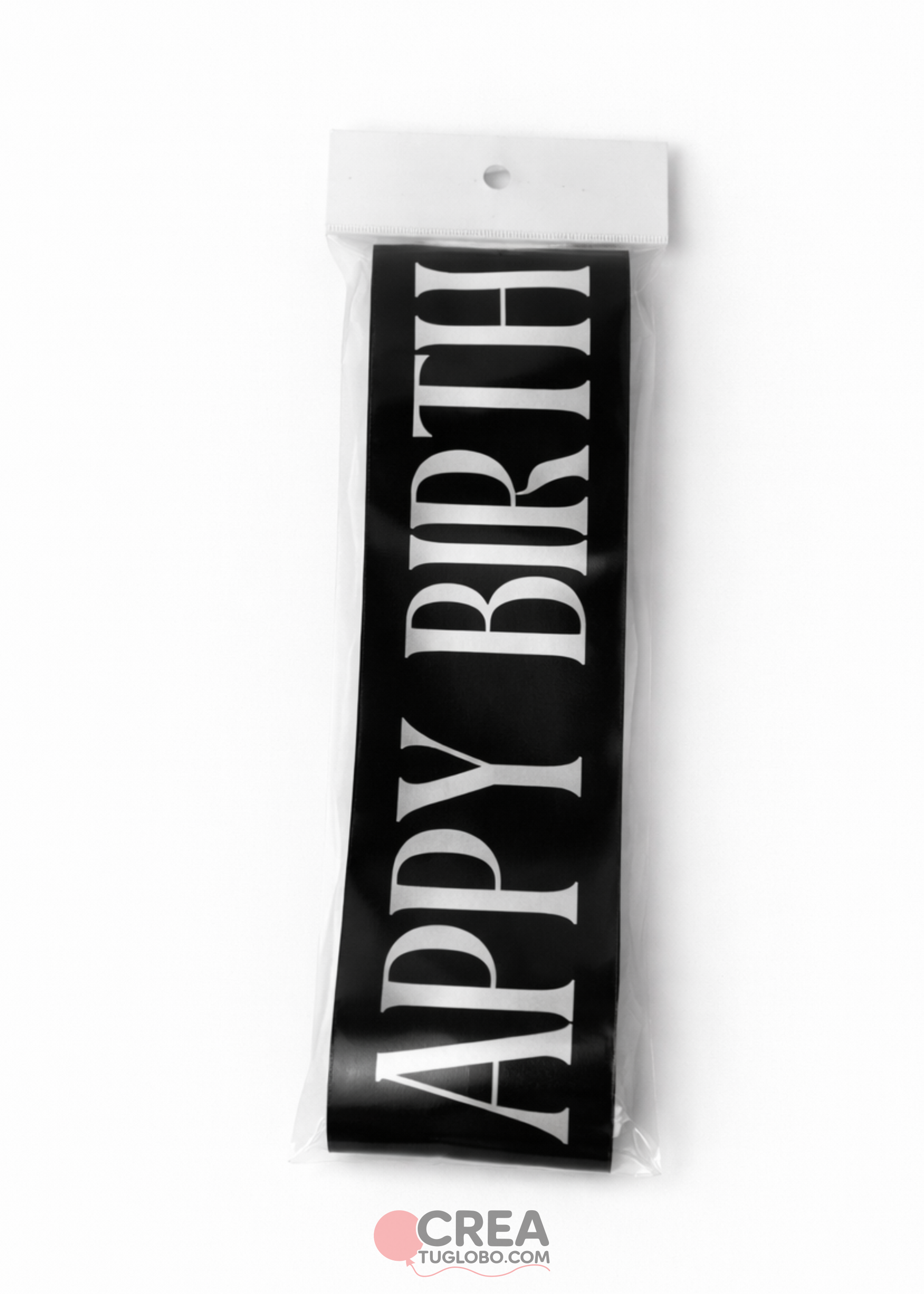 Banda cumpleaños negro con blanco