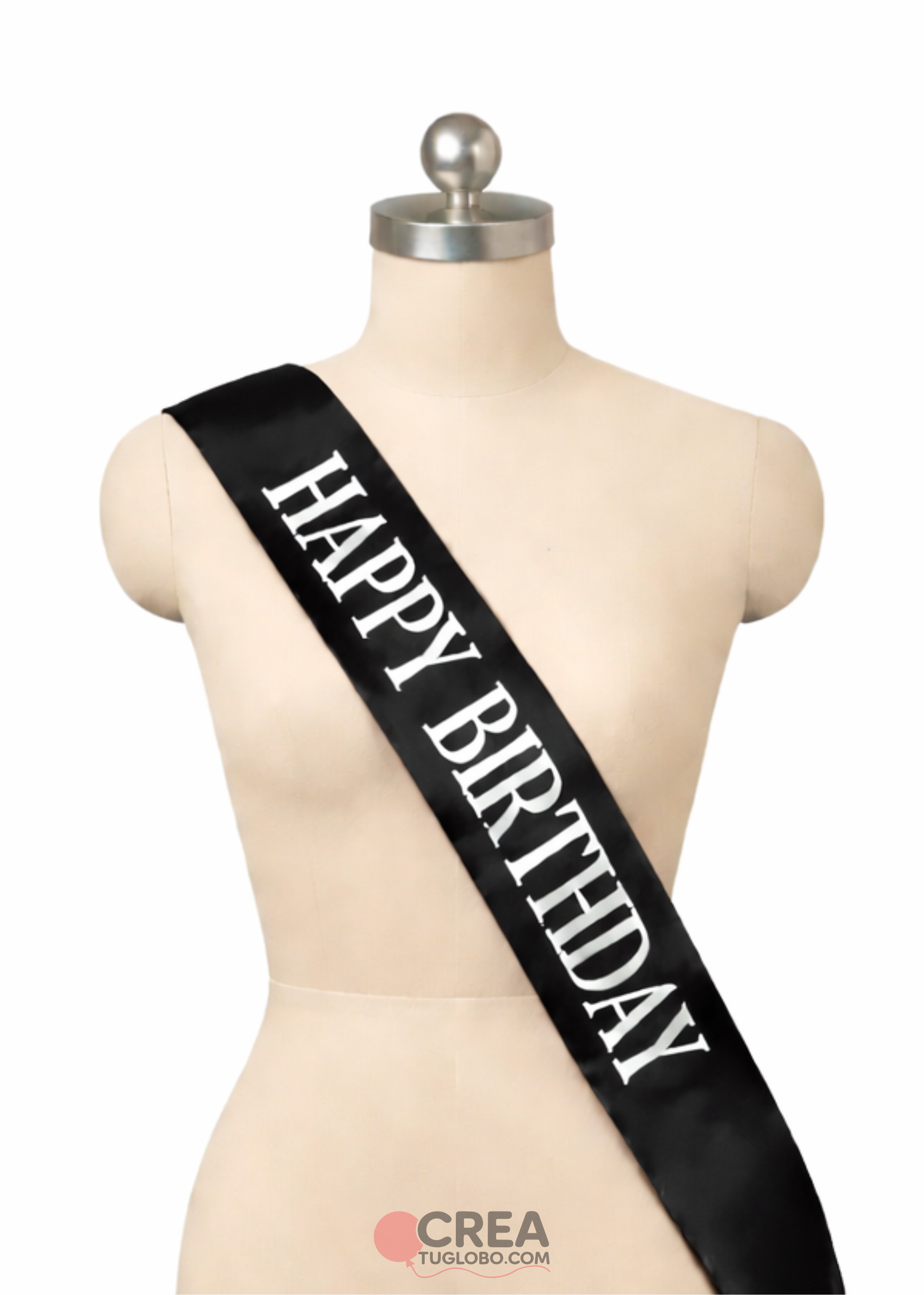 Banda cumpleaños negro con blanco