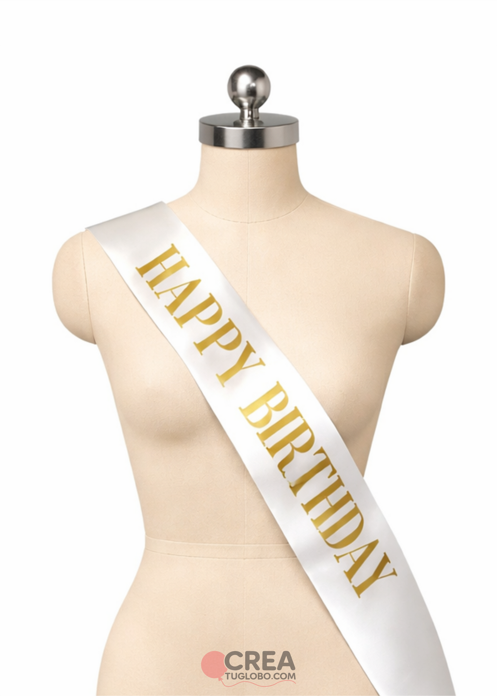 Banda cumpleaños blanco con dorado
