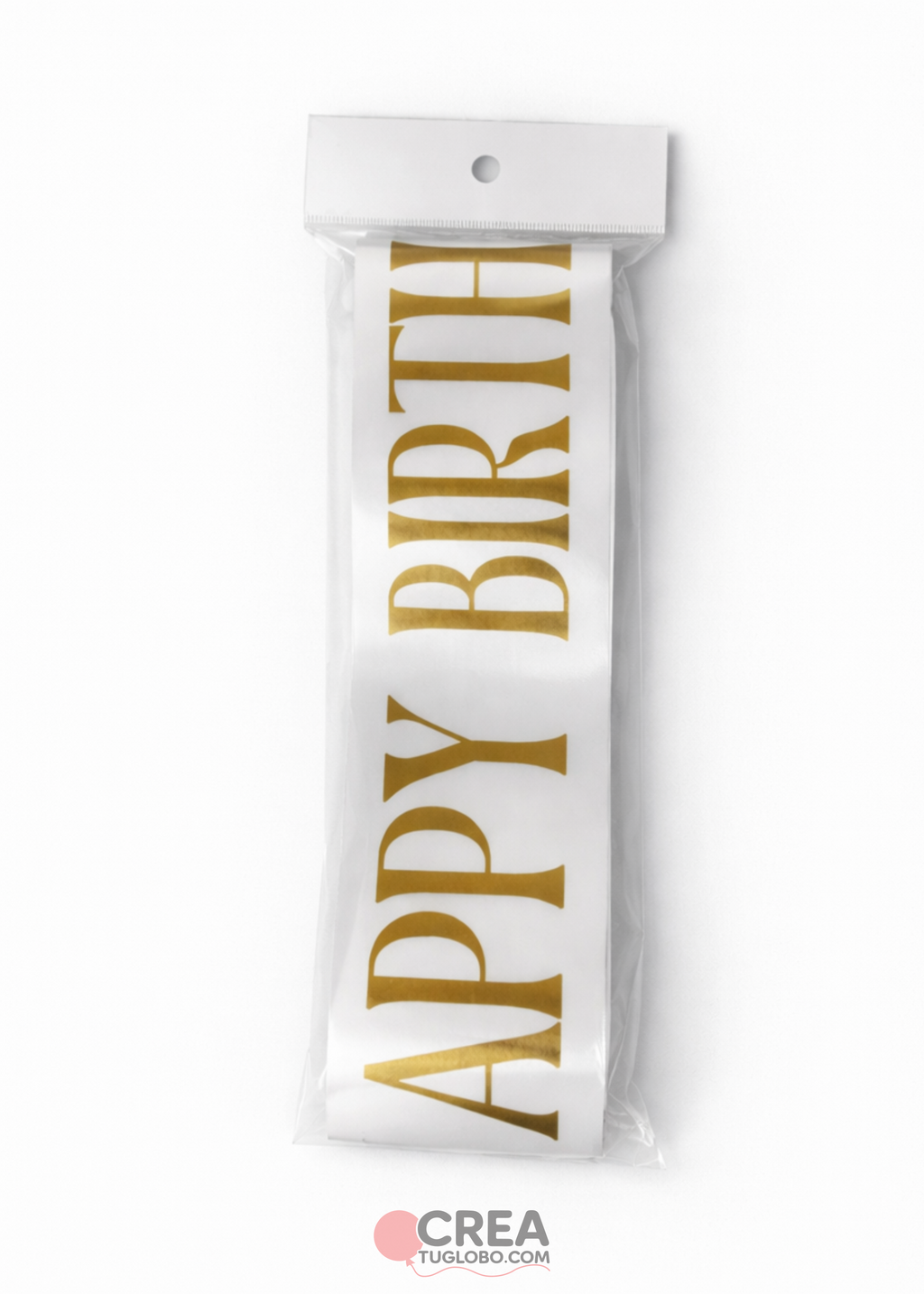 Banda cumpleaños blanco con dorado