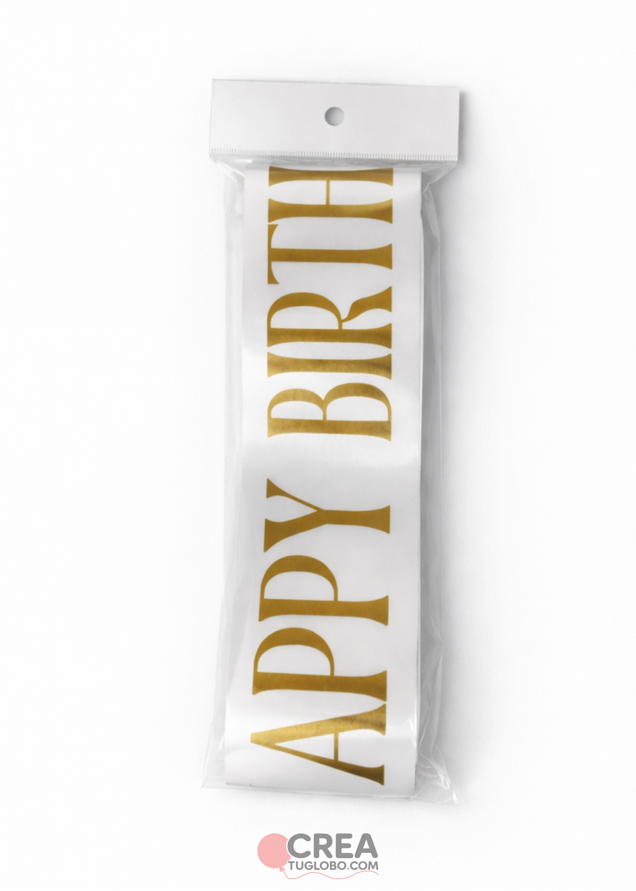 Banda cumpleaños blanco con dorado