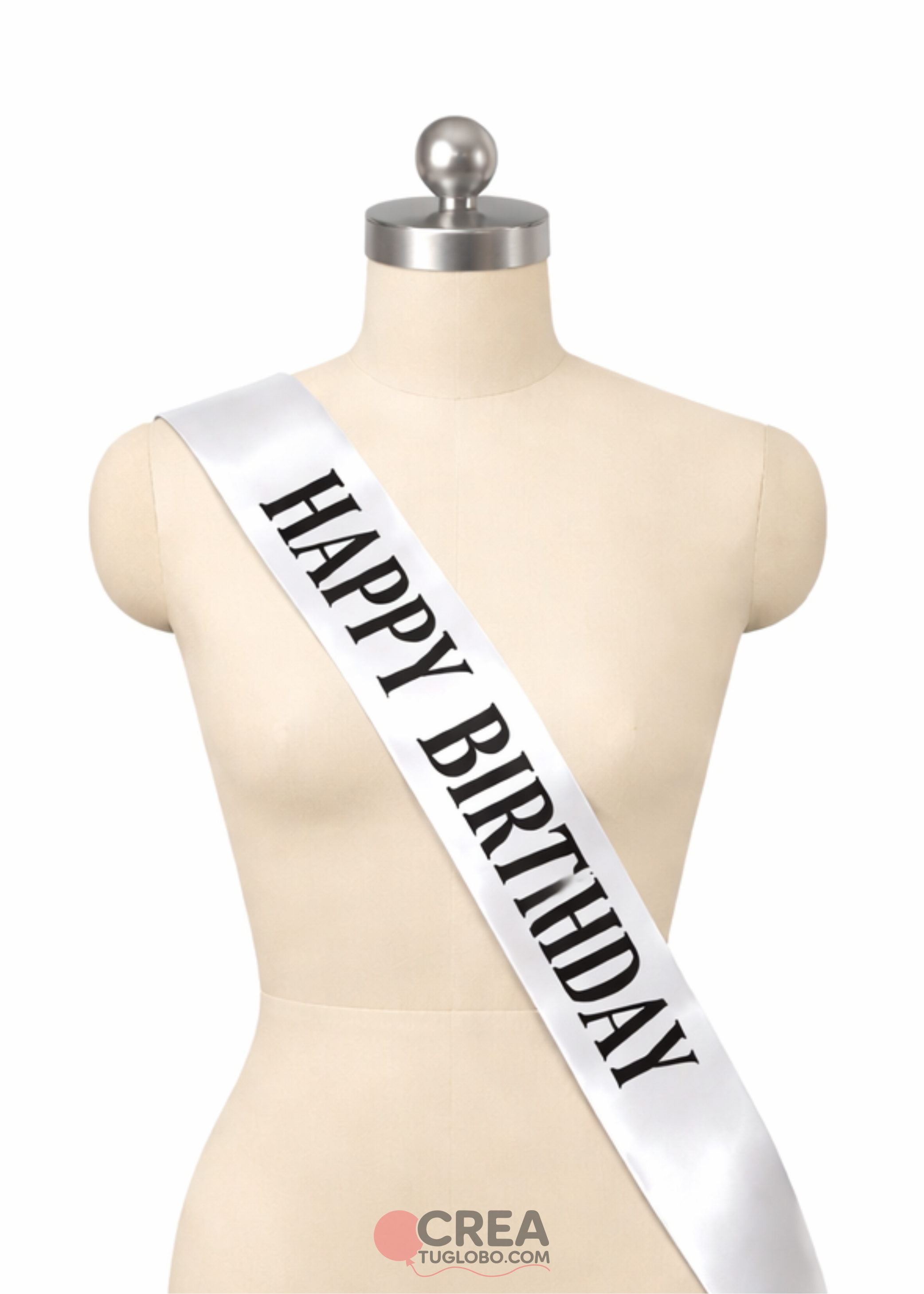 Banda cumpleaños blanco con negro