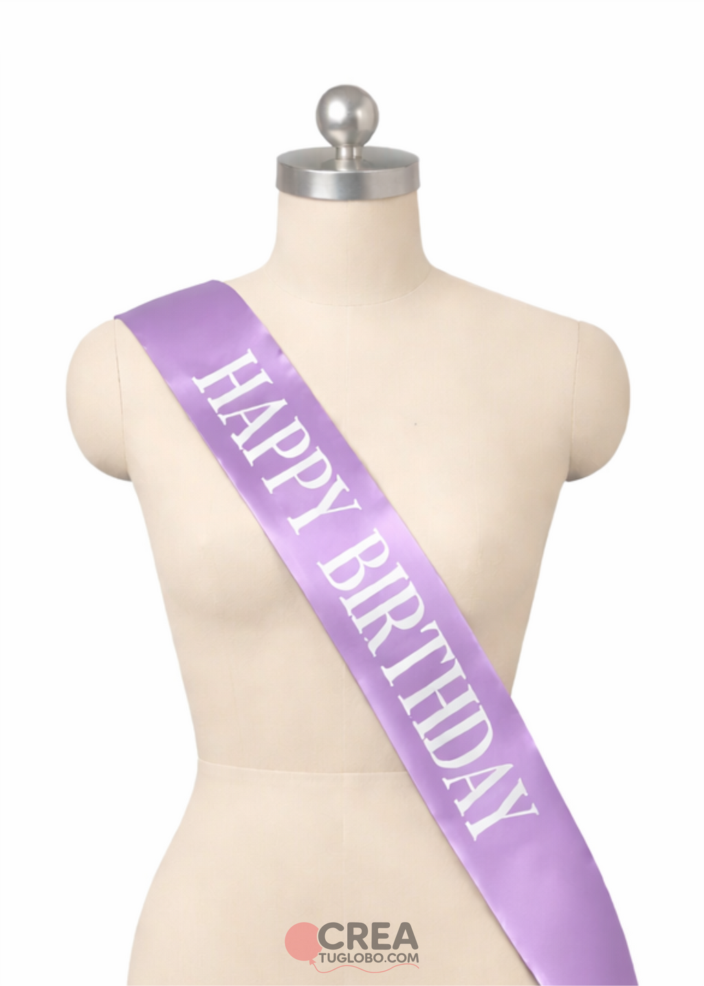 Banda cumpleaños lila con blanco