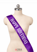Banda cumpleaños morado con blanco