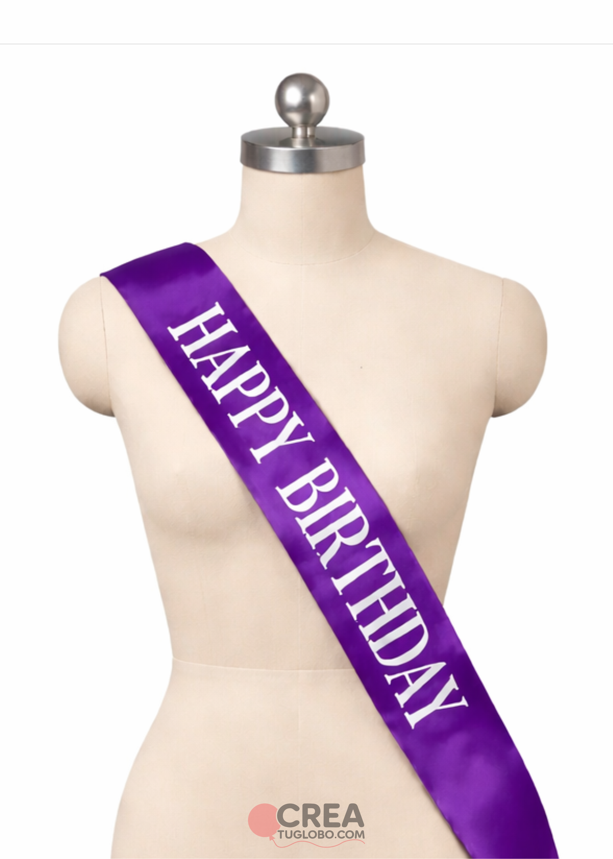 Banda cumpleaños morado con blanco