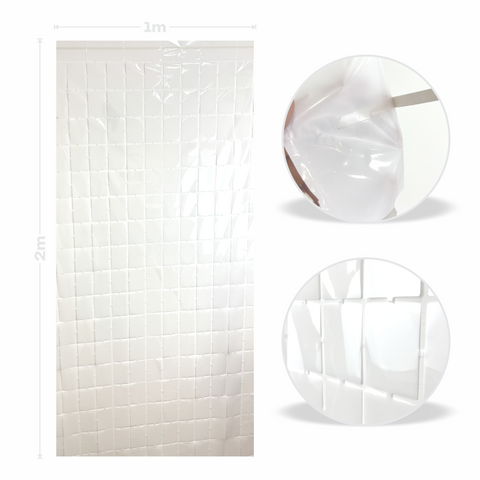 Cortina metalica en cuadros de 1m x 2m  Blanco