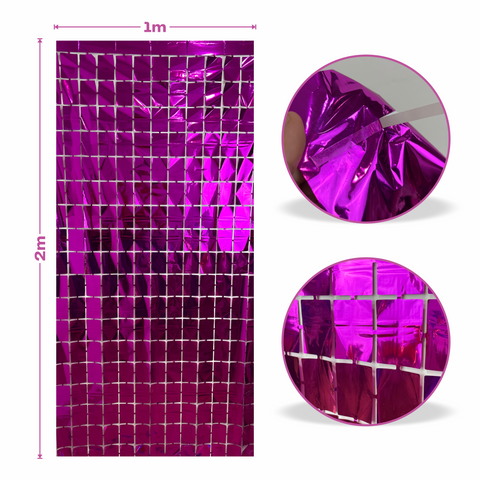 Cortina metalica en cuadros de 1m x 2m  Fucsia