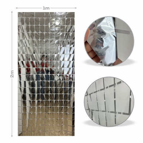 Cortina metalica en cuadros de 1m x 2m  Plata
