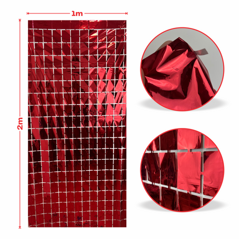 Cortina metalica en cuadros de 1m x 2m  Roja