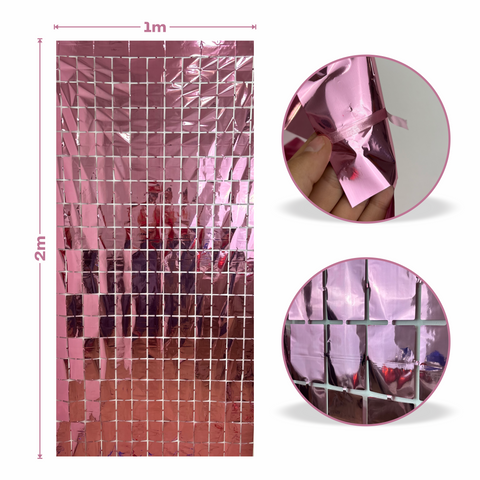 Cortina metalica en cuadros de 1m x 2m Rosa