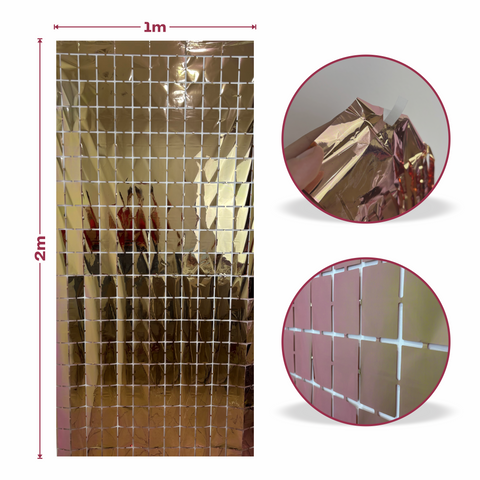 Cortina metalica en cuadros de 1m x 2m Rose Gold