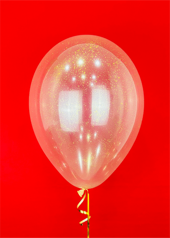 Globo de látex transparente con glitter dorado