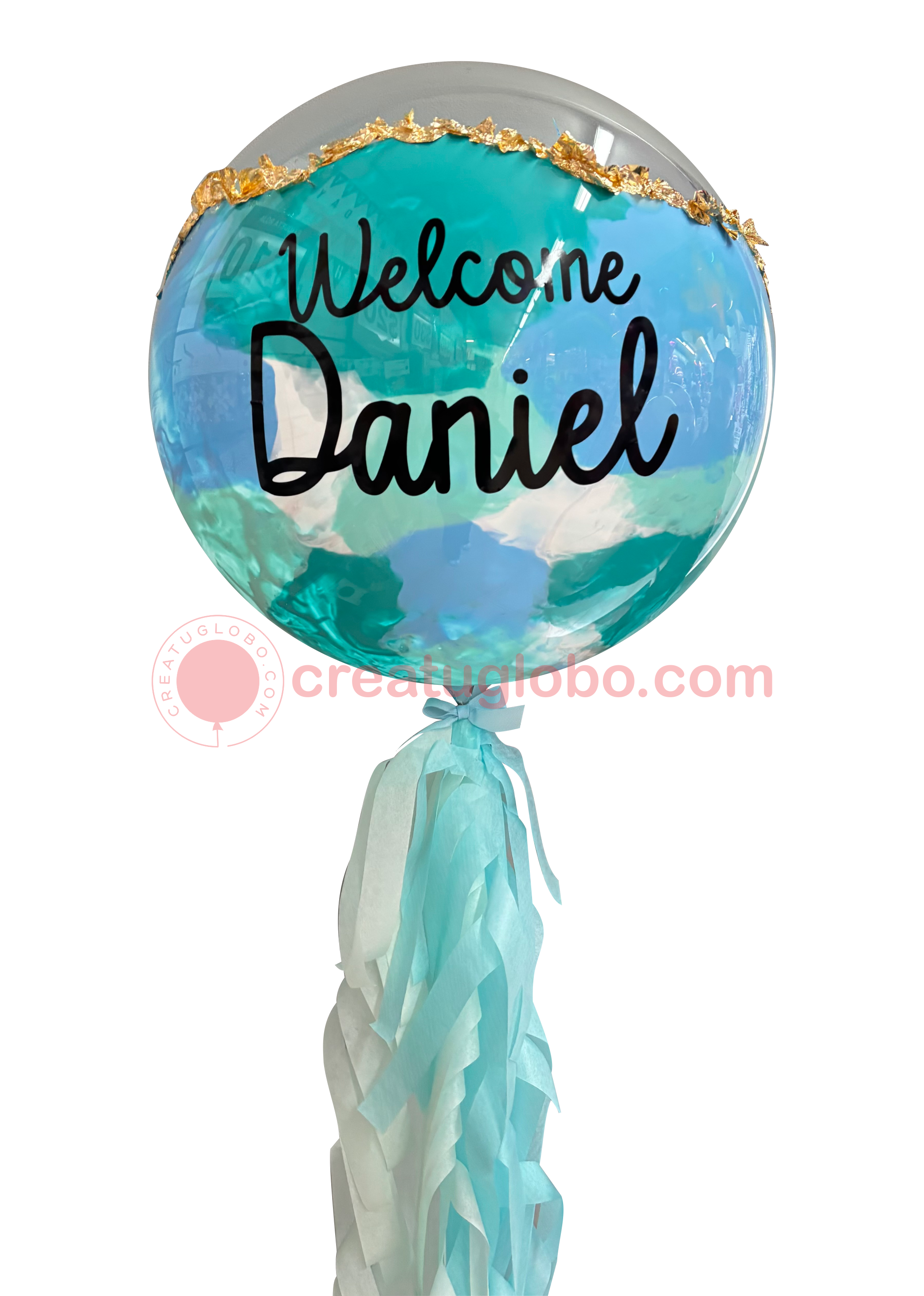Bubble con hoja de oro welcome