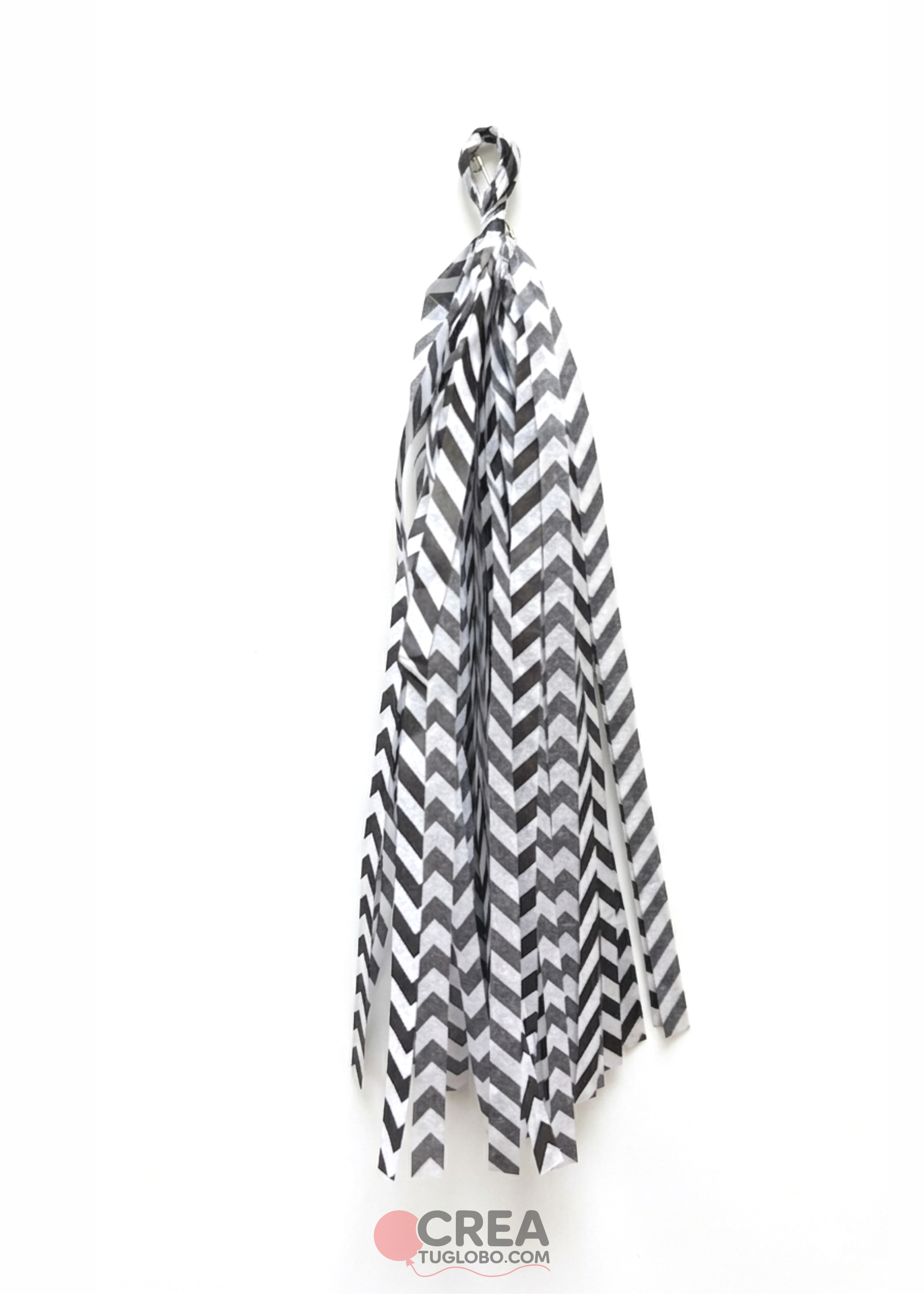 Guirnalda de papel zig zag negro y blanco