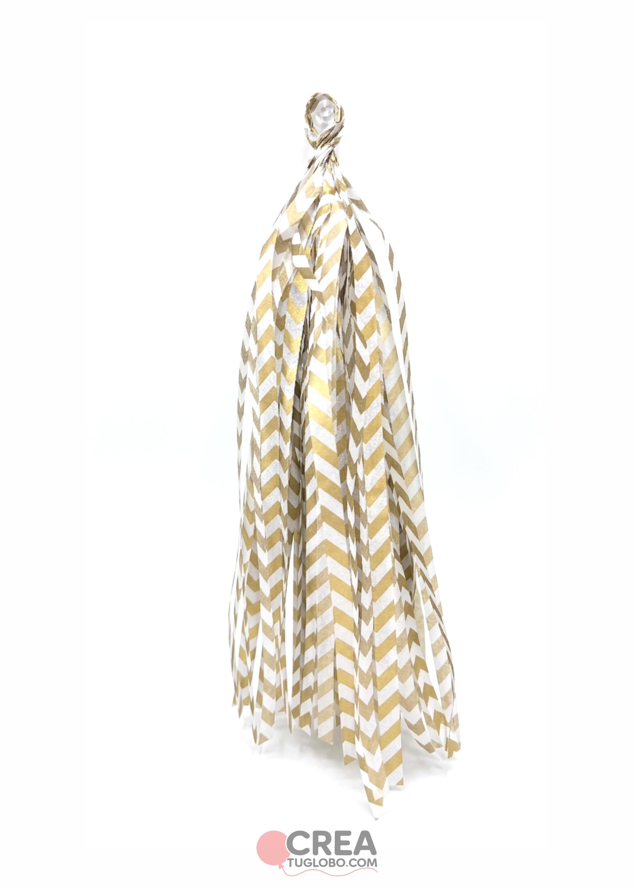 Guirnalda de papel zig zag dorado y blanco