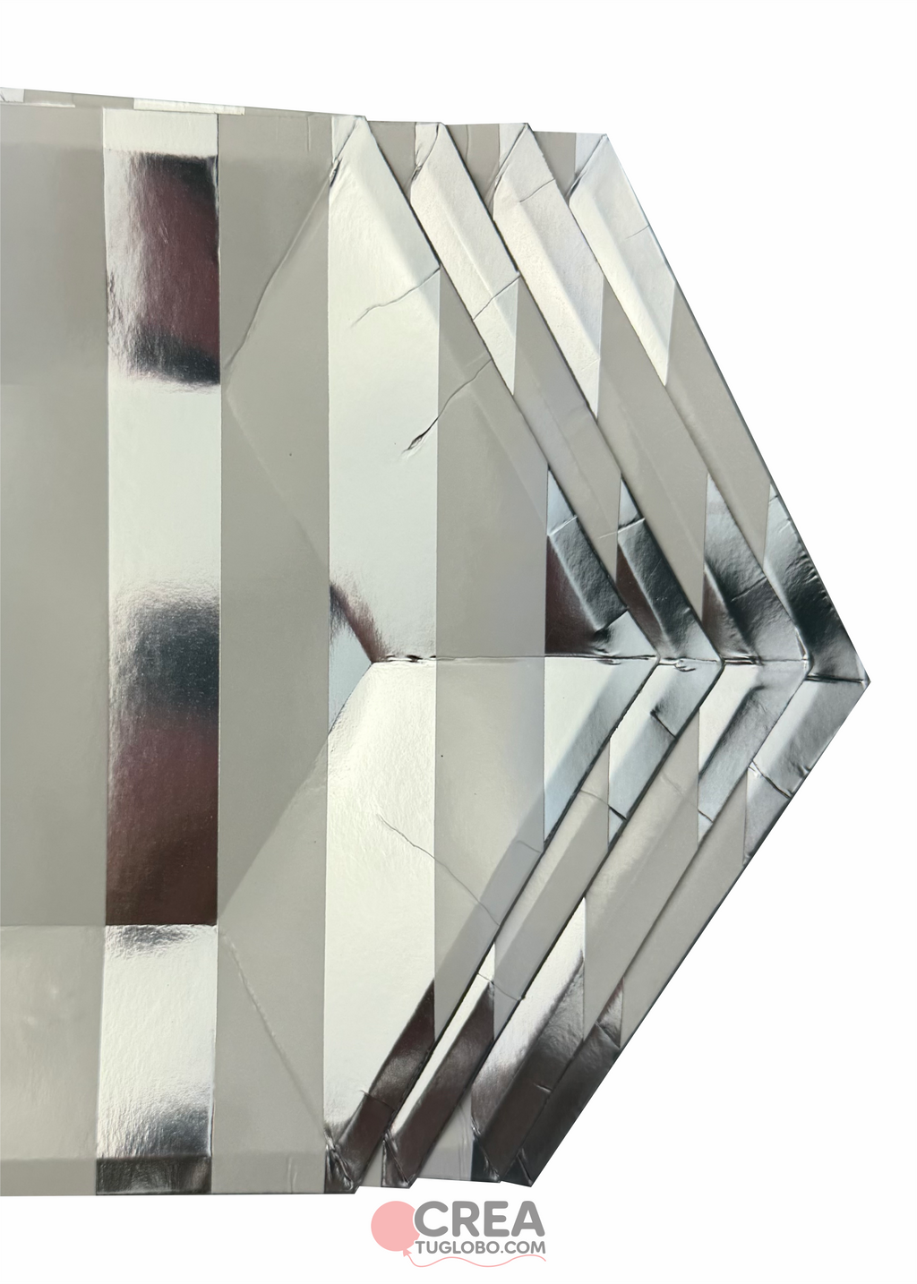 Plato hexagonal plata y blanco