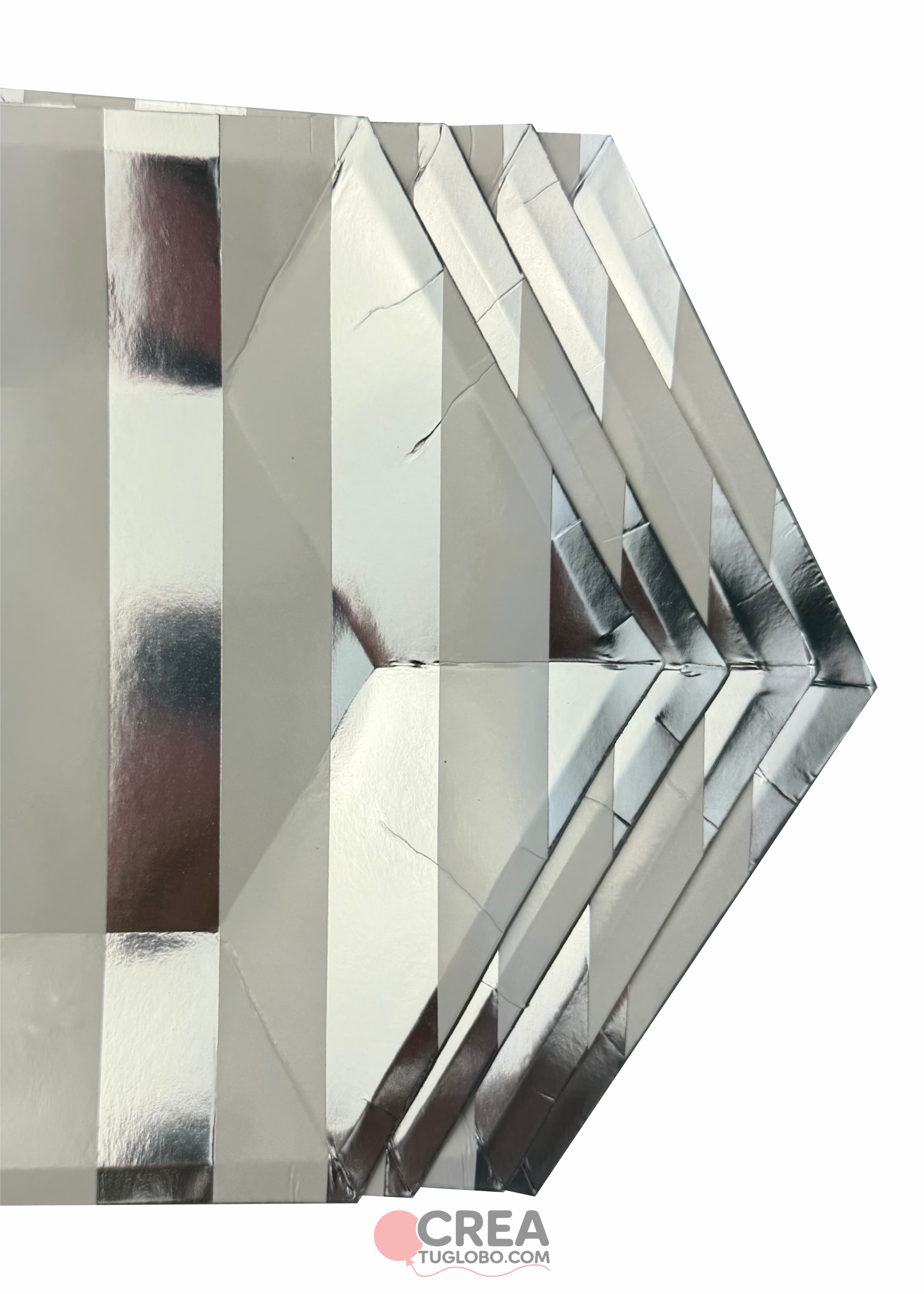 Plato hexagonal plata y blanco