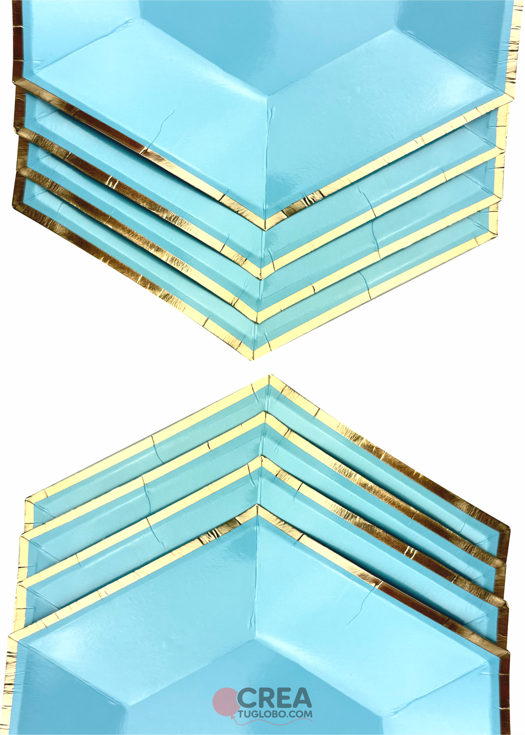Plato hexagonal celeste con dorado