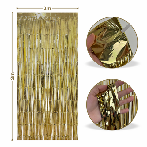 Cortina metalica en tira de 1m x 2m Dorada