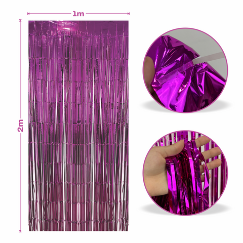 Cortina metalica en tira de 1m x 2m Fucsia