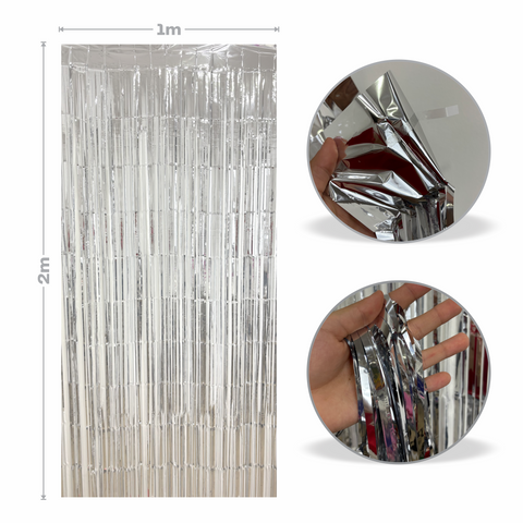 Cortina metalica en tira de 1m x 2m Plata