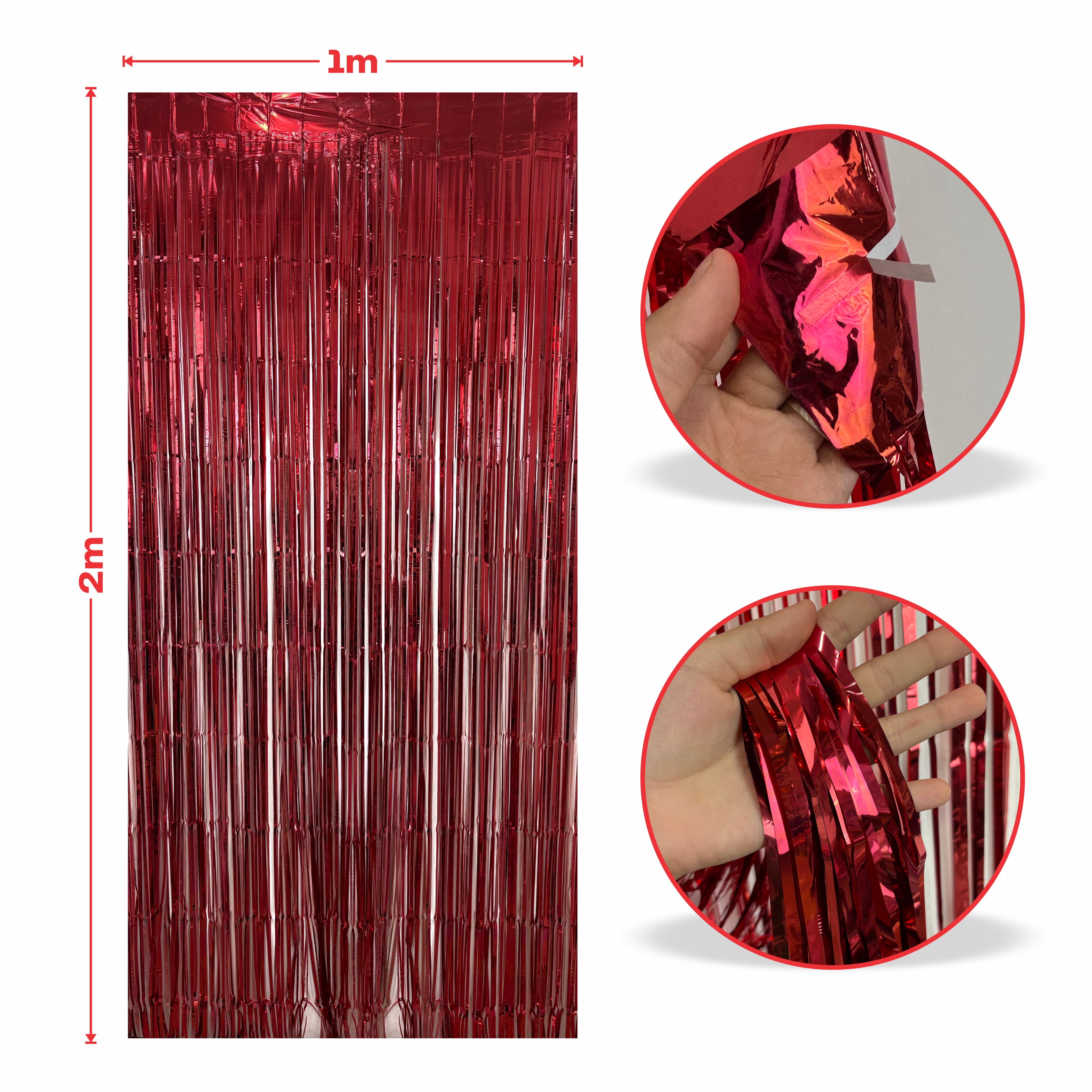 Cortina metalica en tira de 1m x 2m Roja