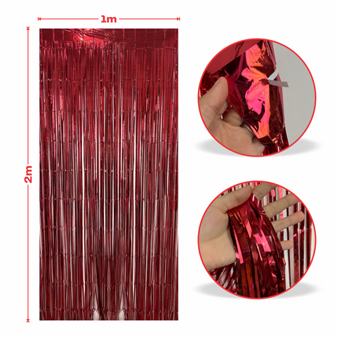 Cortina metalica en tira de 1m x 2m Roja