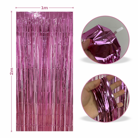 Cortina metalica en tira de 1m x 2m Rosa