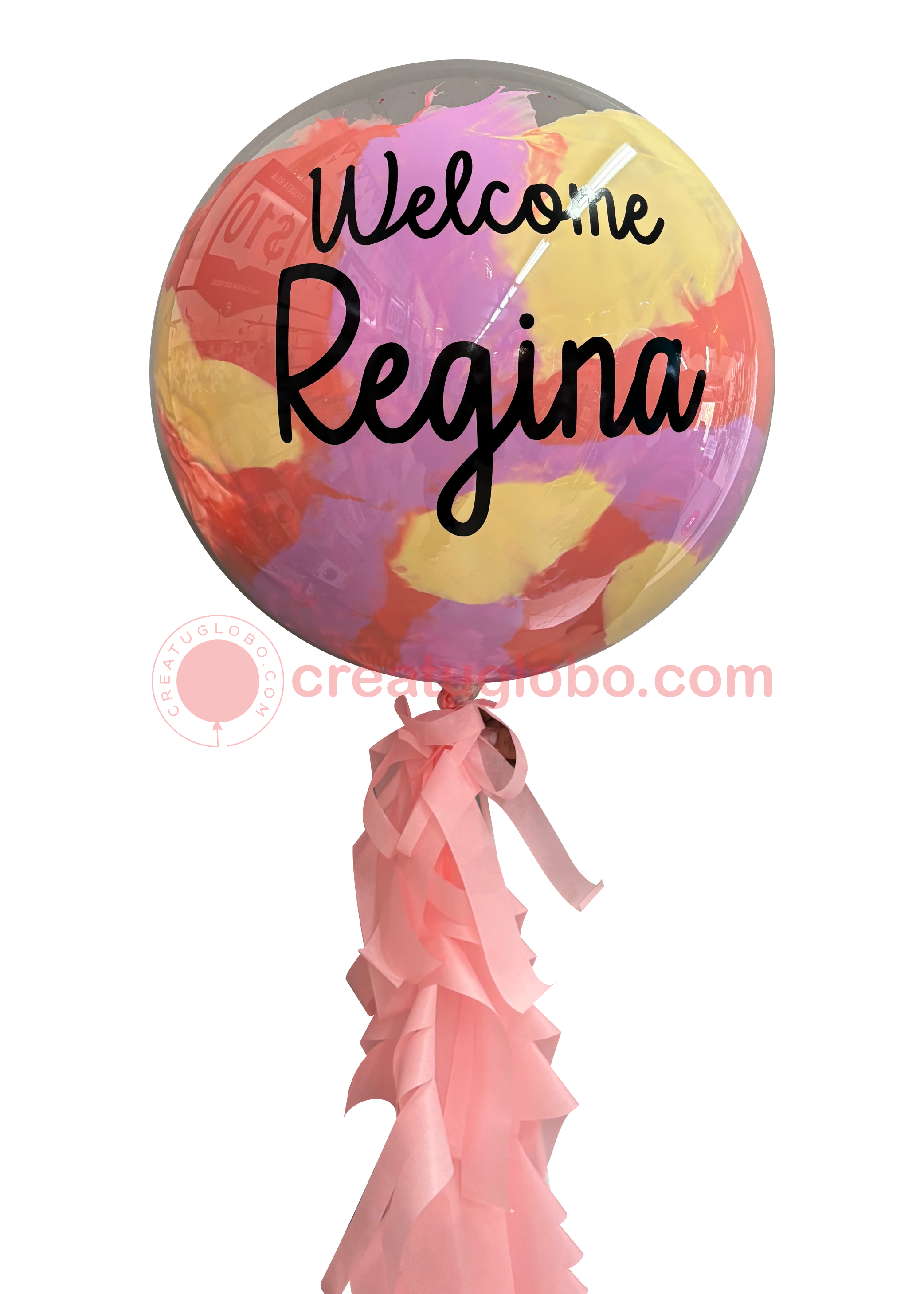 Globo burbuja welcome rosa
