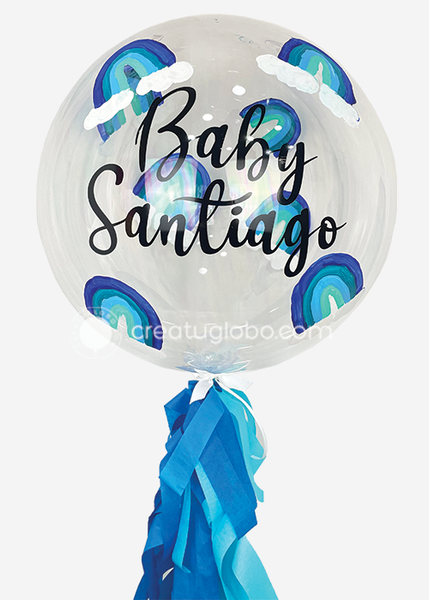 Globo gigante burbuja con pintura Gender Reveal nombres bebé