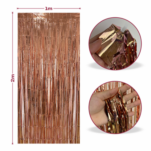 Cortina metalica en tira de 1m x 2m Rose Gold