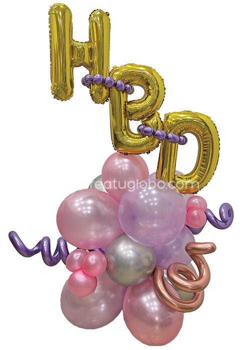 Hbd Color Rosa Bouquete HBD sencillo rosa – Crea Tu Globo